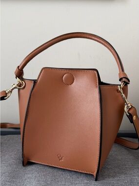 O.N.E Vegan leather milk carton-shaped Tan Women's Top-Handle/Crossbody Bag